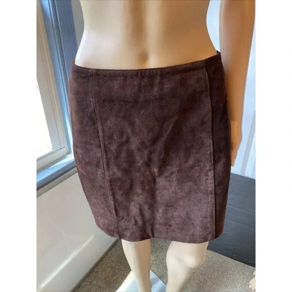 Old Navy Ladies Size 6 Genuine Leather Brown Mini Skirt Club Street Wear Cowgirl - Picture 9 of 9